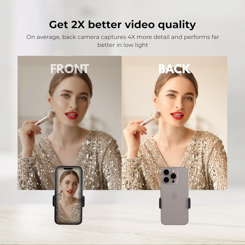 Hula Universal Phone Holder, Record with Front and Back Camera, Shower Mirror Bathroom Phone Holder, Adjustable Wall Mount Stand, TikTok YouTube Vlog Video Recording Kit Influencer Essentials Accessories - Image 3